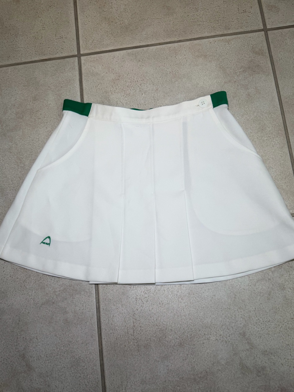 Head White Tennis Skirt with Green Trim